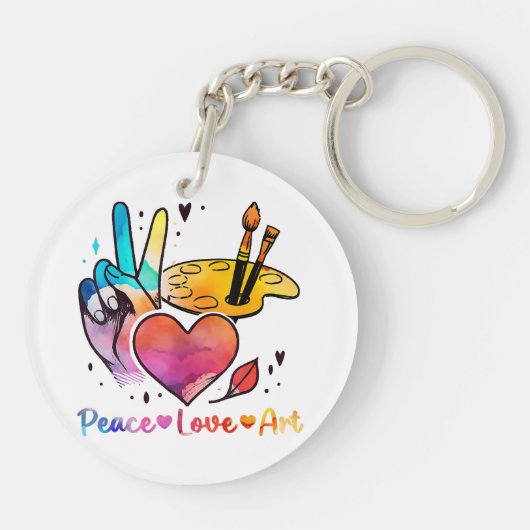 アート先生アーティストと画家のための平和ラブアート キーホルダー (裏面)