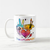 アート先生アーティストと画家のための平和ラブアート コーヒーマグカップ (左)
