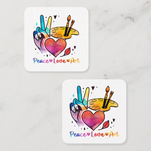 アート先生アーティストと画家のための平和ラブアート スクエア名刺 (正面/裏面)