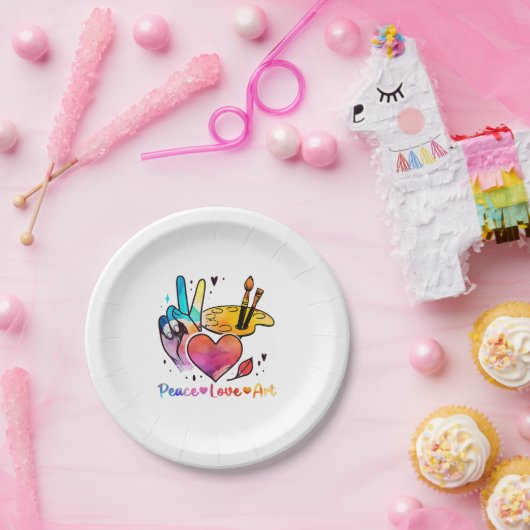 アート先生アーティストと画家のための平和ラブアート ペーパープレート (パーティー)