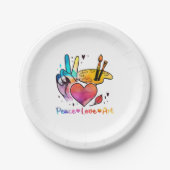 アート先生アーティストと画家のための平和ラブアート ペーパープレート (正面)