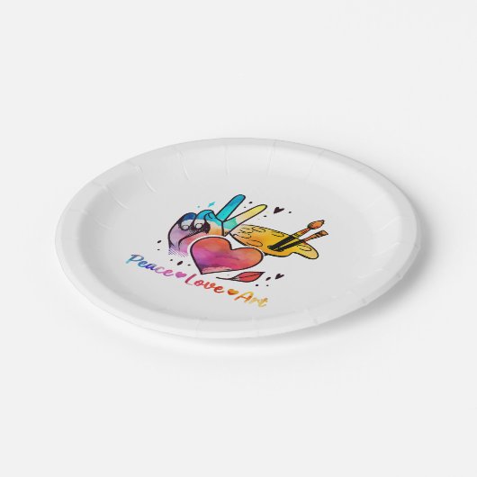 アート先生アーティストと画家のための平和ラブアート ペーパープレート (アングル)