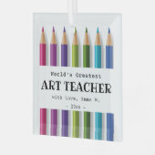 アート先生ギフトアイディアパーソナライズされた鉛筆 ガラスオーナメント (正面左)