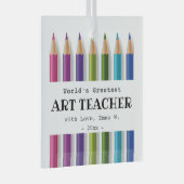 アート先生ギフトアイディアパーソナライズされた鉛筆 ガラスオーナメント (正面右)