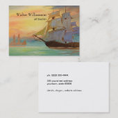 アート先生ファインアートサンセットセーリングシップ 名刺 (正面/裏面)