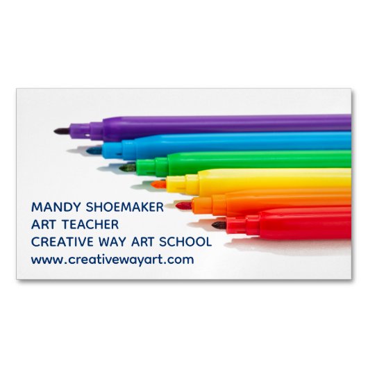 アート先生レインボーマーカーアーティストスケッチスタジオ マグネット名刺 (正面)