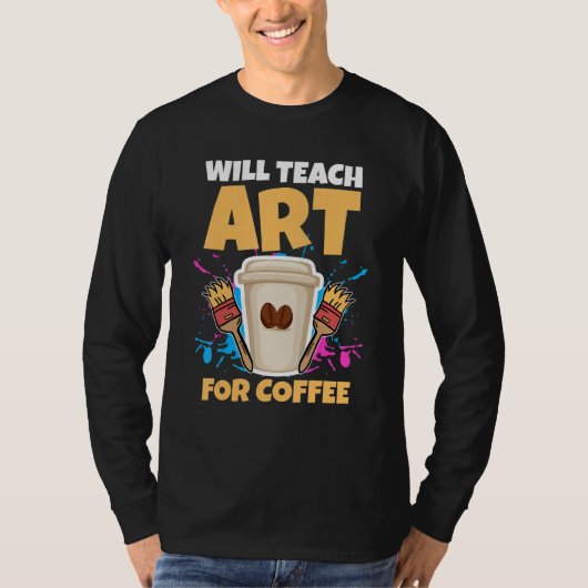 アート先生教えがコーヒーに向かう Tシャツ (正面)