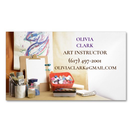 アート先生教育者アートクラスチューター マグネット名刺 (正面)