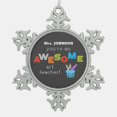 アート先生絵を描鑑賞日筆素晴らし、 スノーフレークピューターオーナメント (正面)