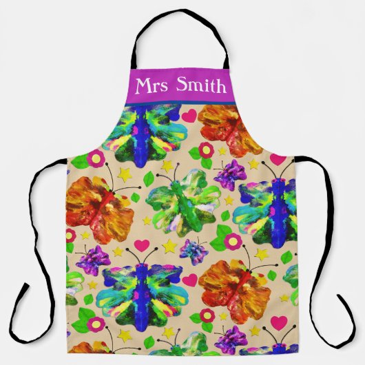 アート先生蝶 エプロン (正面)