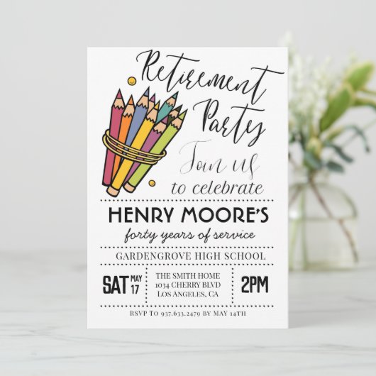 アート先生退職パーティの招待状 招待状 (スタンド正面)