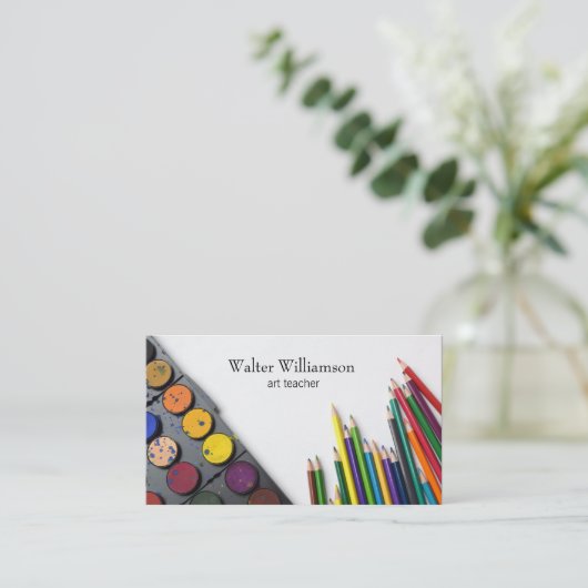 アート先生、新学期、アート用品、アート 名刺 (スタンド正面)