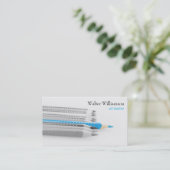 アート先生、新学期、カラーペンシル、アートバス 名刺 (スタンド正面)