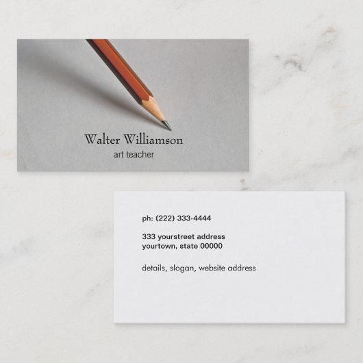 アート先生、新学期、グラファイトペンシル、アート 名刺 (正面/裏面)