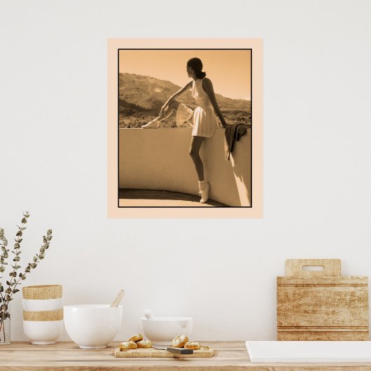 アート写真、テニスの服を着た女性 ポスター (キッチン)