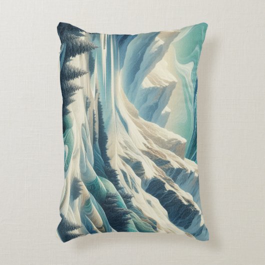 アート冬の風景と雪と氷の結晶をキャプチャ アクセントクッション (正面(垂直))