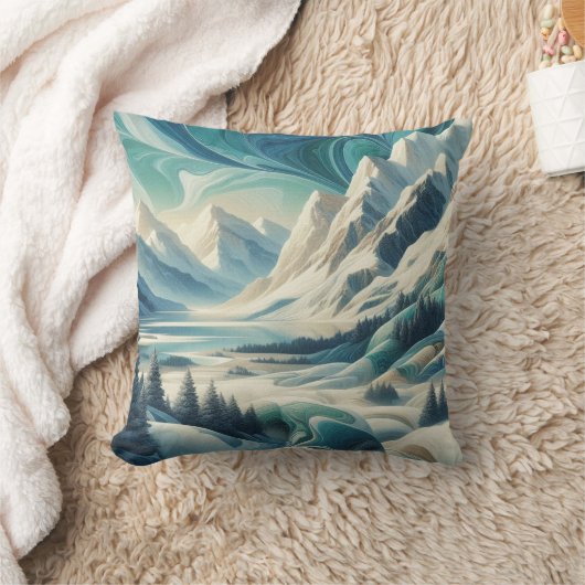 アート冬の風景と雪と氷の結晶をキャプチャ クッション (ブランケット)