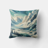 アート冬の風景と雪と氷の結晶をキャプチャ クッション (裏面)