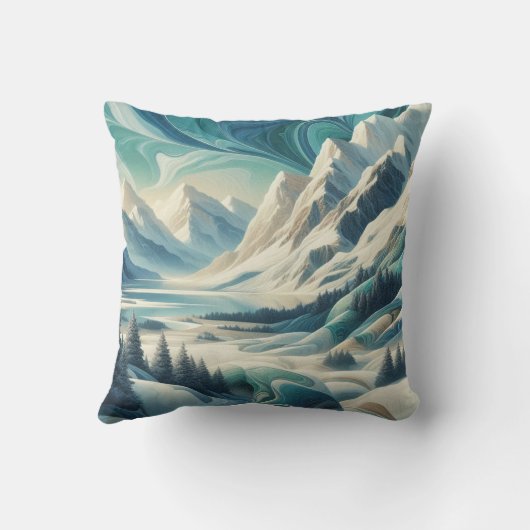 アート冬の風景と雪と氷の結晶をキャプチャ クッション (裏面)