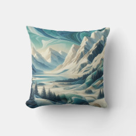 アート冬の風景と雪と氷の結晶をキャプチャ クッション