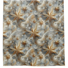 アート冬の風景と雪と氷の結晶をキャプチャ シャワーカーテン