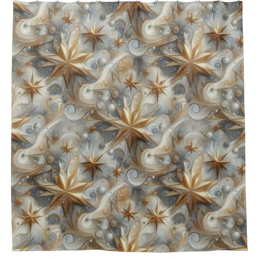 アート冬の風景と雪と氷の結晶をキャプチャ シャワーカーテン (正面)