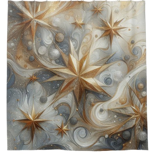 アート冬の風景と雪と氷の結晶をキャプチャ シャワーカーテン (正面)