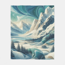 アート冬の風景と雪と氷の結晶をキャプチャ フリースブランケット