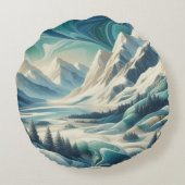 アート冬の風景と雪と氷の結晶をキャプチャ ラウンドクッション (裏面)