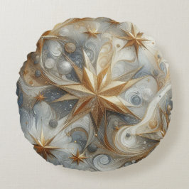 アート冬の風景と雪と氷の結晶をキャプチャ ラウンドクッション