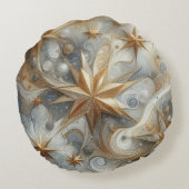 アート冬の風景と雪と氷の結晶をキャプチャ ラウンドクッション (裏面)