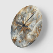 アート冬の風景と雪と氷の結晶をキャプチャ ラウンド壁時計 (傾斜)