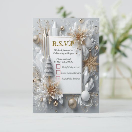 アート冬の風景と雪と氷の結晶をキャプチャ 出欠カード (スタンド正面)