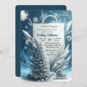アート冬の風景と雪と氷の結晶をキャプチャ 招待状 (正面/裏面)