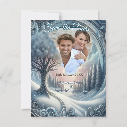 アート冬の風景と雪と氷の結晶をキャプチャ 案内状 (正面)