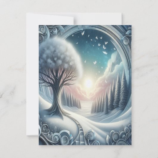 アート冬の風景と雪と氷の結晶をキャプチャ 案内状 (裏面)