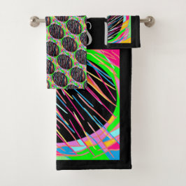 アート刺激を受けたお尻の色はミントとピンク+黒 バスタオルセット