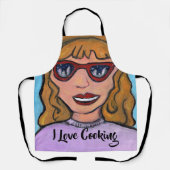 アート名門私立校風のポップ・アートのマンガの女の子がおもしろい中 エプロン (正面)