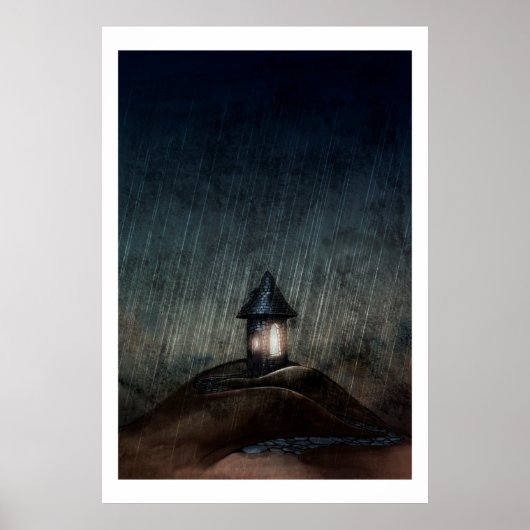 アート図解入りの、写真付きのポスター「雨が降ったら暖かい」 ポスター (正面)