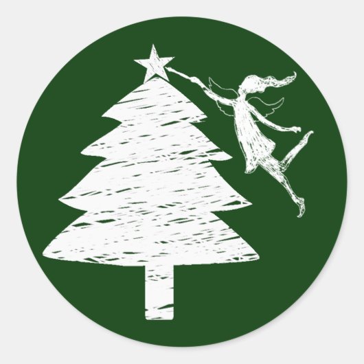 アート妖精のクリスマスツリー ラウンドシール (正面)