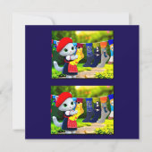 アート子猫つるズアウトアートソックス サンキューカード (正面)