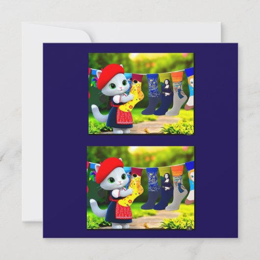 アート子猫つるズアウトアートソックス サンキューカード (正面)