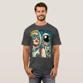 アート宇宙飛行士宇宙漫画本スタイル Tシャツ (正面フル)