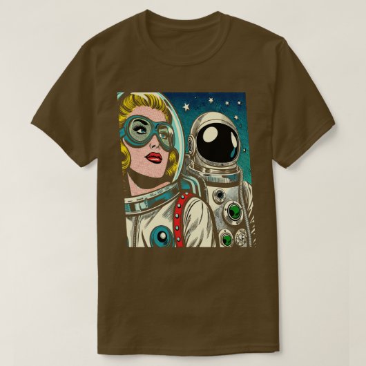 アート宇宙飛行士宇宙漫画本スタイル Tシャツ (デザイン正面)
