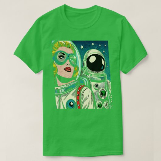 アート宇宙飛行士宇宙漫画本スタイル Tシャツ (デザイン正面)