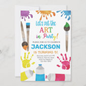 アート少年の誕生日の招待、アートパーティー招待状。 招待状 (正面)