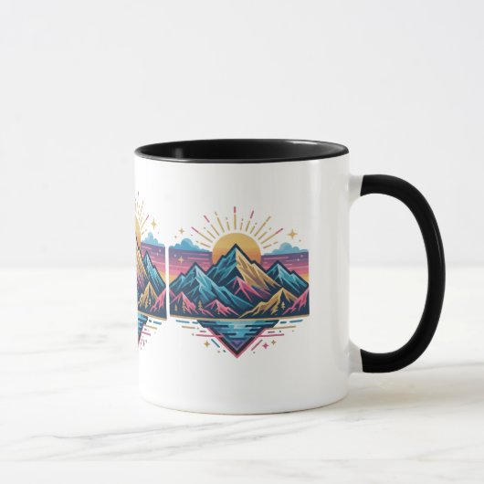 アート愛好家のための抽象的な波のコーヒーマグ マグカップ (右)