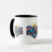 アート愛好家のための抽象的な波のコーヒーマグ マグカップ (正面左)