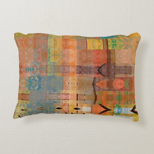 アート抽象芸術の幾何学的水ストライプ平パターン アクセントクッション (裏面)