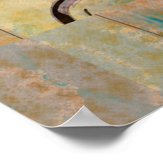 アート抽象芸術の横ストライプ線パターン ポスター (角)